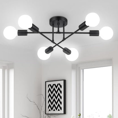 Henrik – Elegant 6-punkts industriell taklampe med kuleformede lyspærer