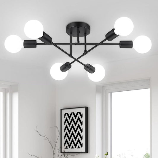 Henrik – Elegant 6-punkts industriell taklampe med kuleformede lyspærer