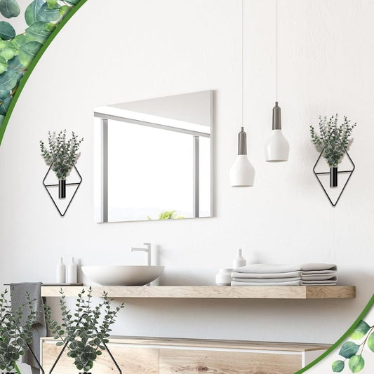 Maya – Vegghengt geometrisk vase med kunstig eukalyptus
