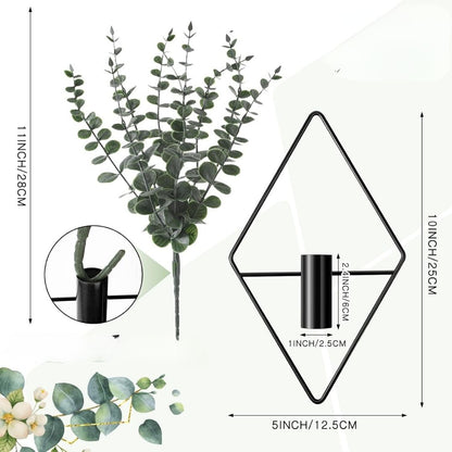Maya – Vegghengt geometrisk vase med kunstig eukalyptus